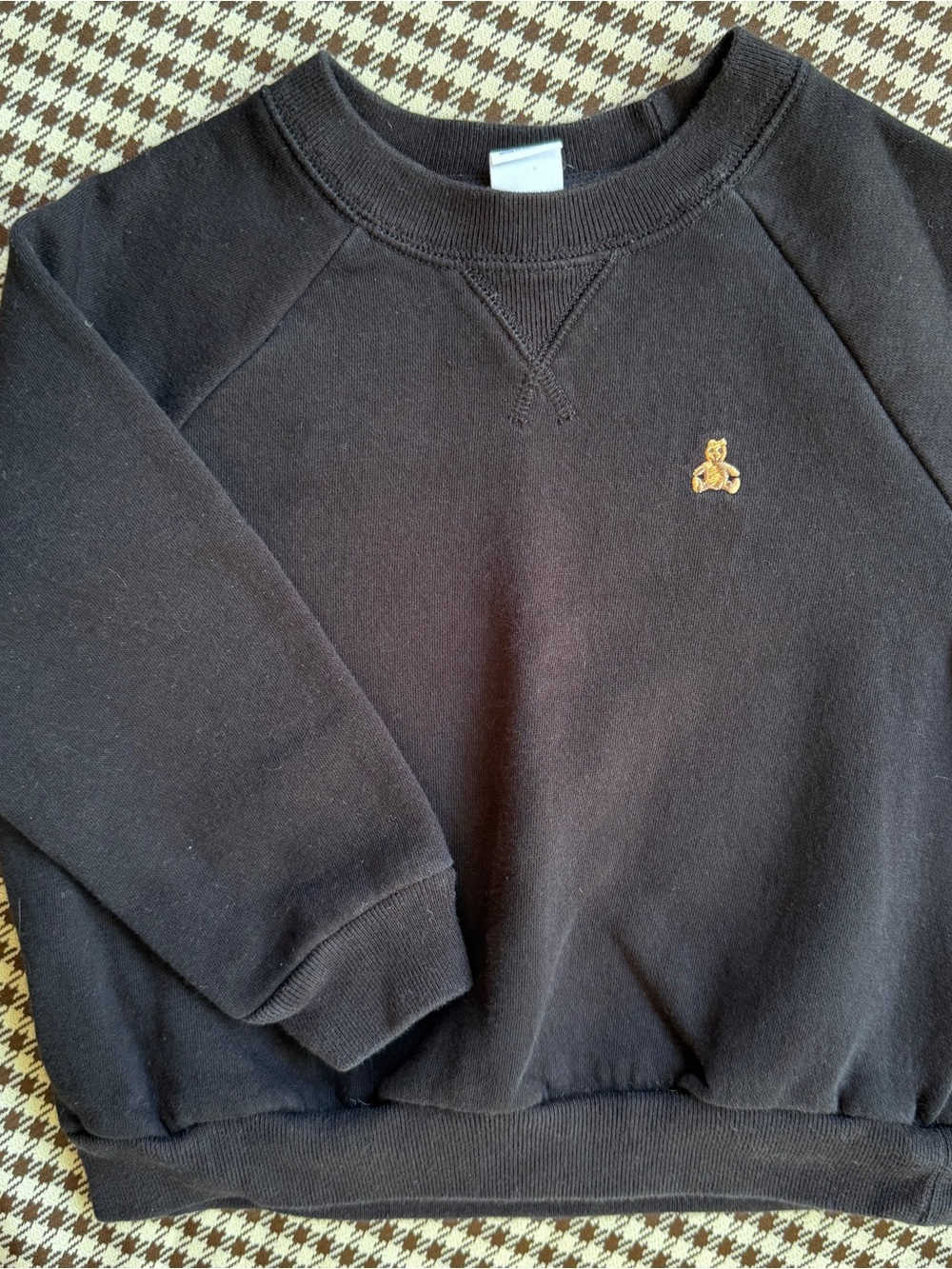 Toddler Black Crewneck Sweater with Gold Embroidered Logo